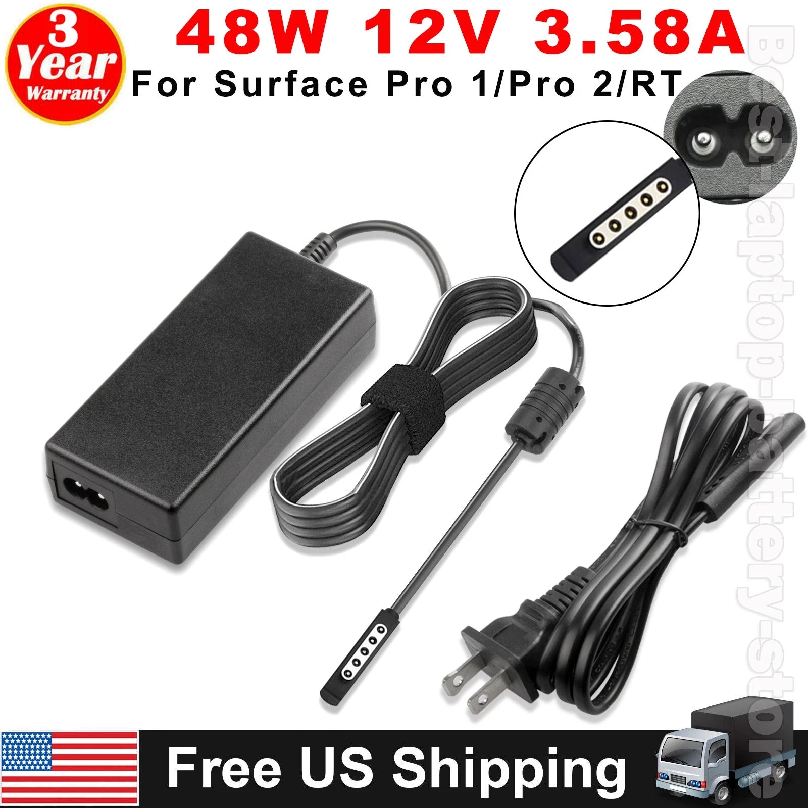 48W AC Power Charger Adapter for Microsoft Surface Pro 1 2 10.1 Windows 8 Tablet