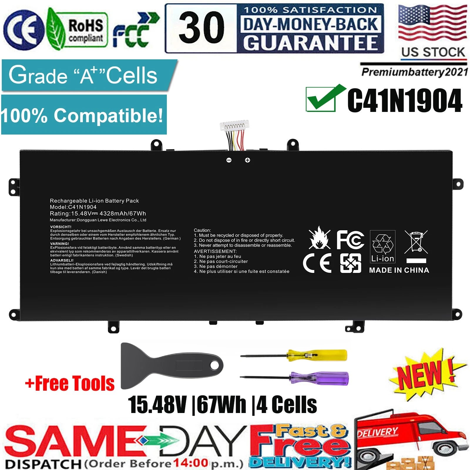 C41N1904 Battery for Asus ZenBook 13 UX325JA UM325SA UM325UA 14 UX425 UX425JA US