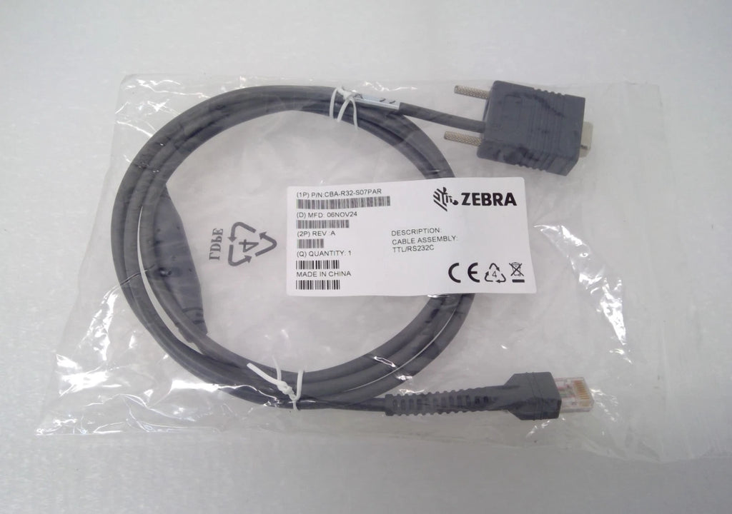 Zebra CBA-R32-S07PAR RS232 Serial Cable DB9 Female 7ft Straight True Converter