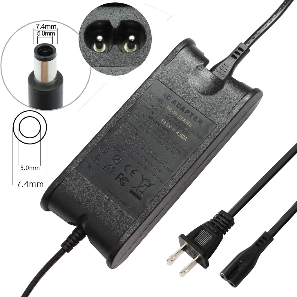 19.5V 4.62A 90W AC Adapter Charger Power Supply Cord for Dell Laptop PA10 PA-12