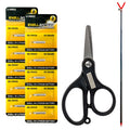 Fisherman Kit: 10pc CR425 Lure Batteries, Fish Line Scissors and Rod Holder