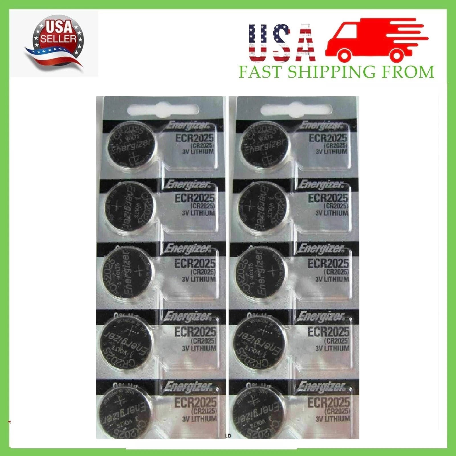 10 Pack Fresh Energizer ECR 2025 CR 2025 Lithium 3V Battery CR2025 Expire 2033