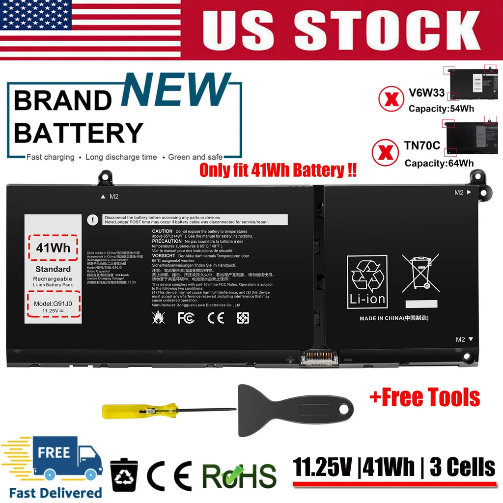 G91J0 Battery for Dell Inspiron 14 5410 2-in-1,7415 7420 7425 7430 2-in-1 41Wh