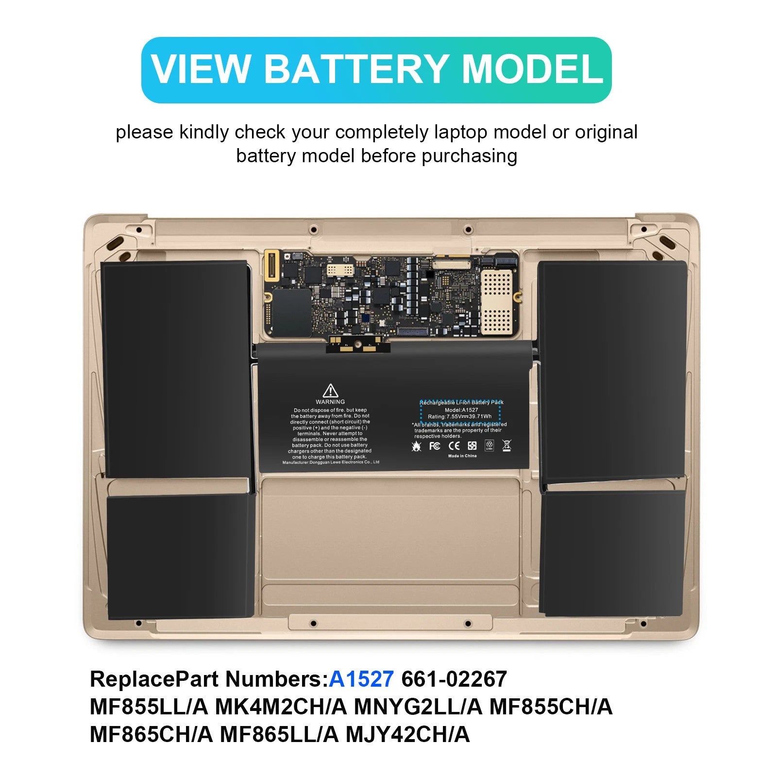 A1527 Battery For Apple MacBook 12'' Retina A1534 A1705 Early 2015 2016 Mid 2017