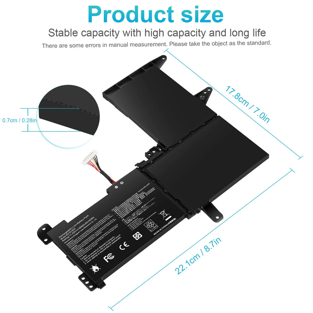 B31N1637 C31N1637 Battery for ASUS VivoBook X510 X510U S15 S510U F510 F510U 42Wh
