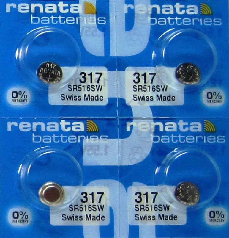 317 Renata Mercury Free Silver Oxide Watch Batteries x 4