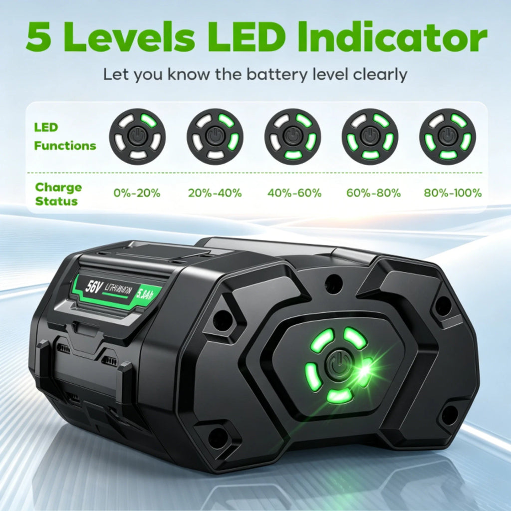 56V 5.3Ah Lithium Battery for EGO BA2800 BA4200 BA1400 56Volt Power+Tool
