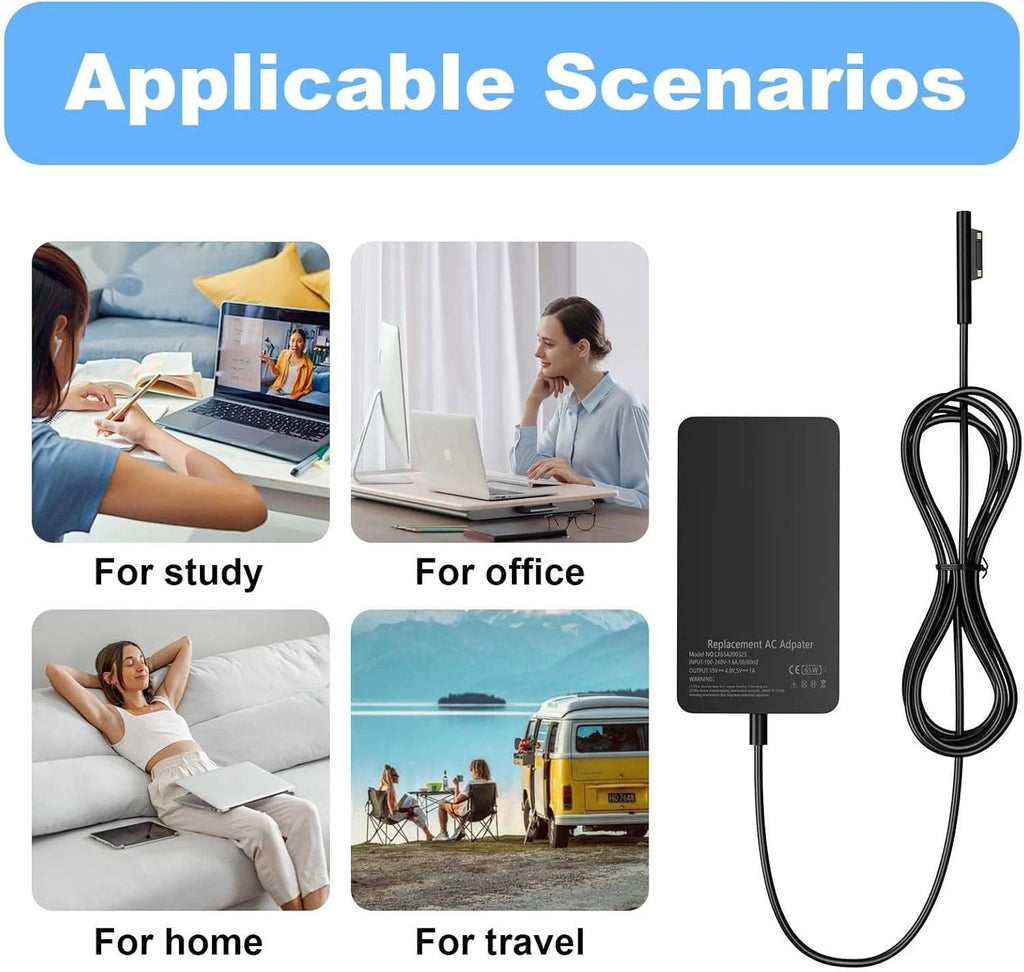 65W 44W 1706 1950 1943 Charger Compatible with Microsoft Surface Pro 9 8 7+ 7 6