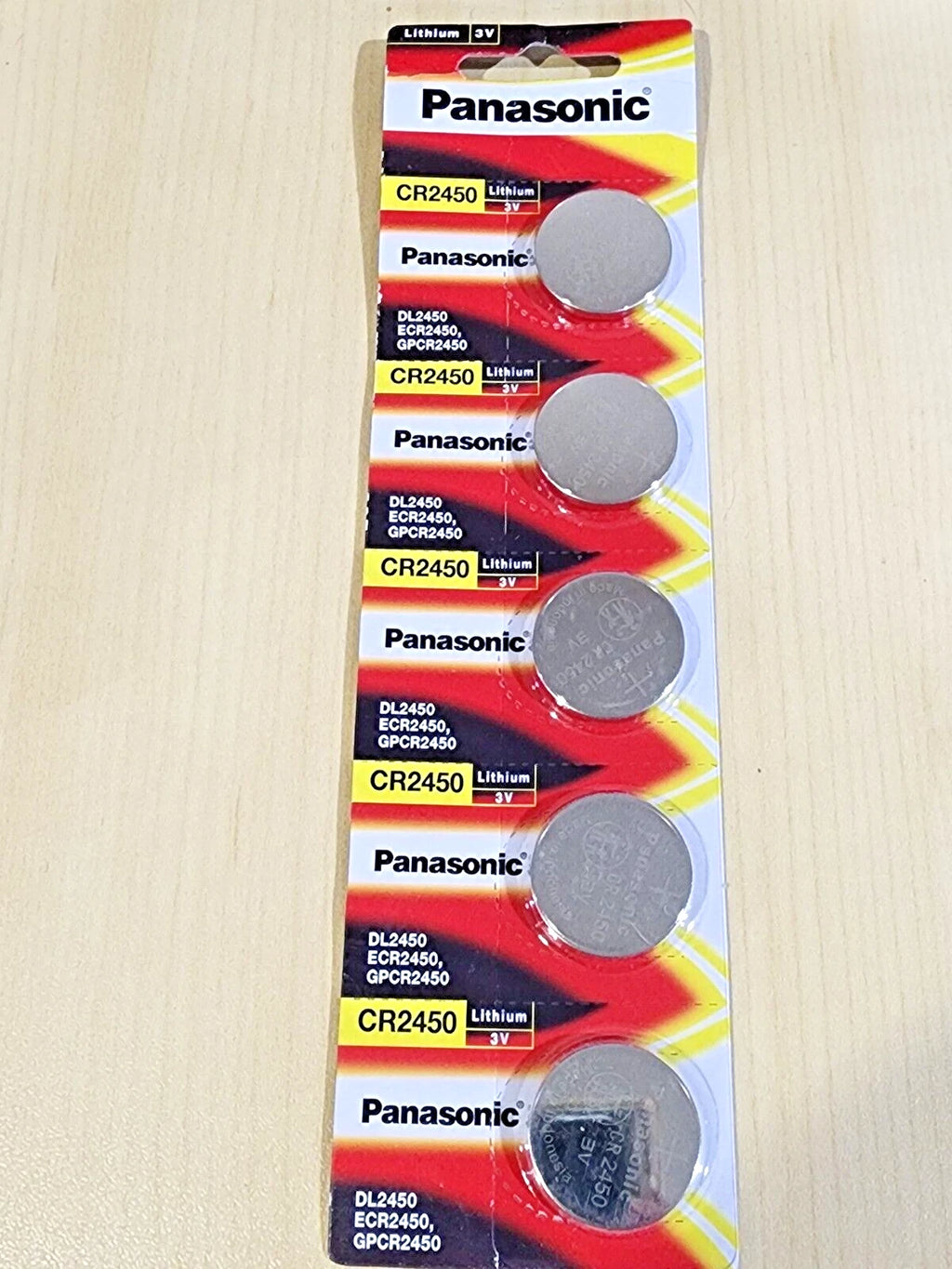 5 pc Carded CR2450 Battery 3V Lithium Coin Cell DL2450 Expire 12/2033