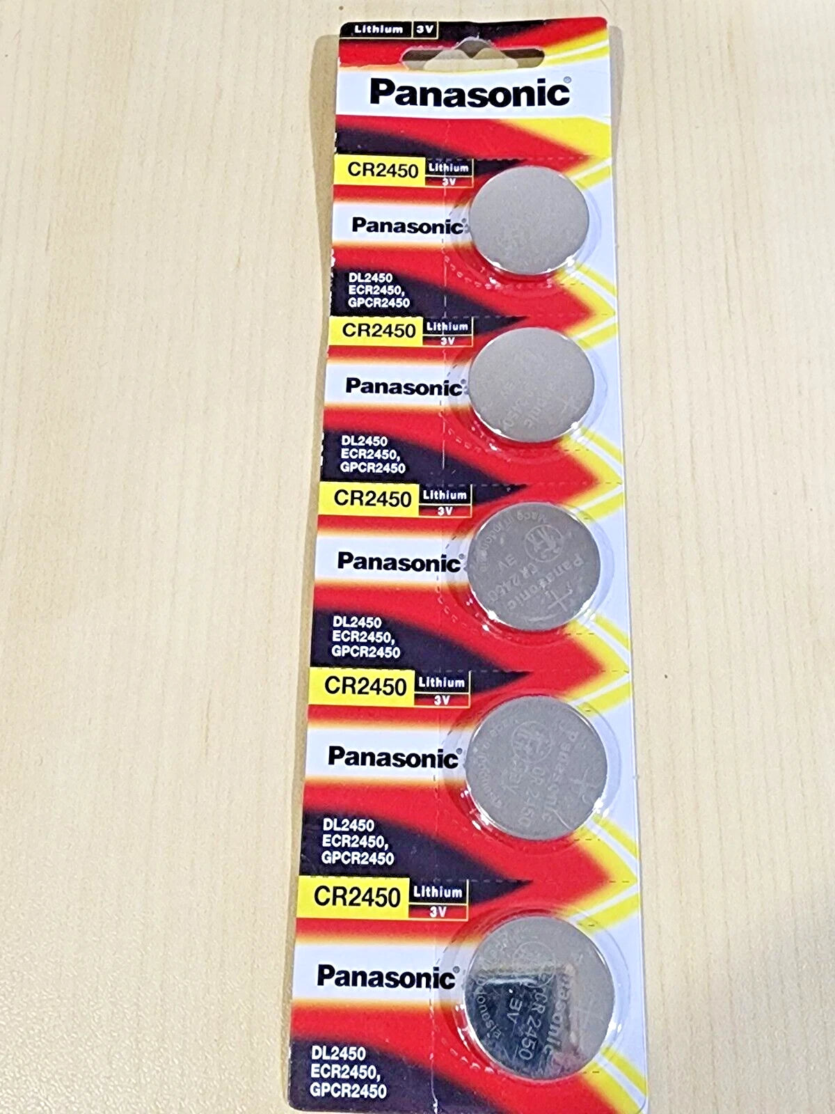5 pc Carded CR2450 Battery 3V Lithium Coin Cell DL2450 Expire 12/2033