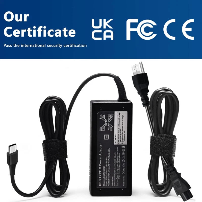 TypeC Laptop Charger For Dell XPS 13 9365 9370 9380 Latitude 7275 7370 5290-2in1