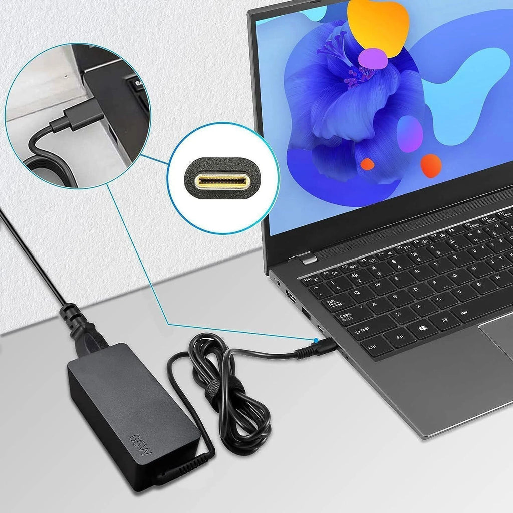 65W USB-C Type-C AC Adapter Laptop Charger For Lenovo ThinkPad Yoga Dell HP ASUS