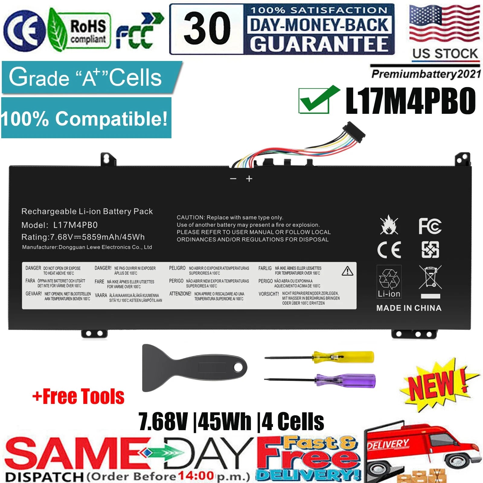 ?L17C4PB0 L17M4PB0 Battery For Yoga 530-14ARR 530-14IKB Flex 6-14IKB 6-14ARR NEW