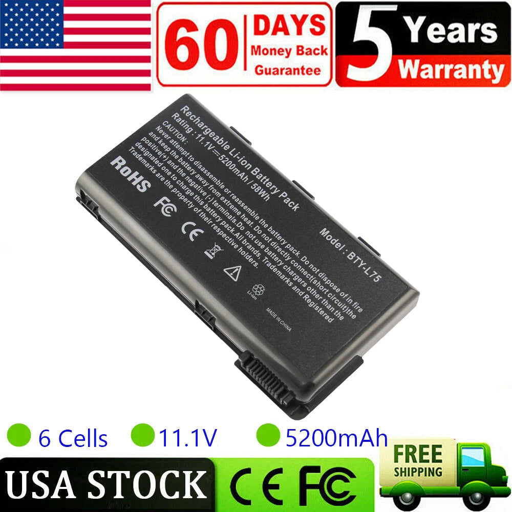 Battery for MSI A5000 A6000 A6200 CR500 CR600 CR610 CR630 CR700X BTY-L74 BTY-L75