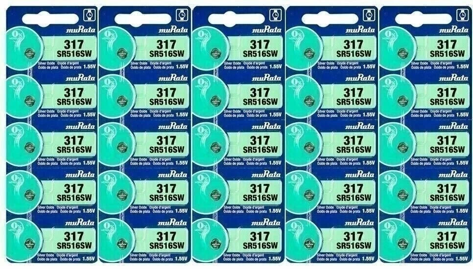 10 Sony Silver Oxide 317 1.55V Batteries