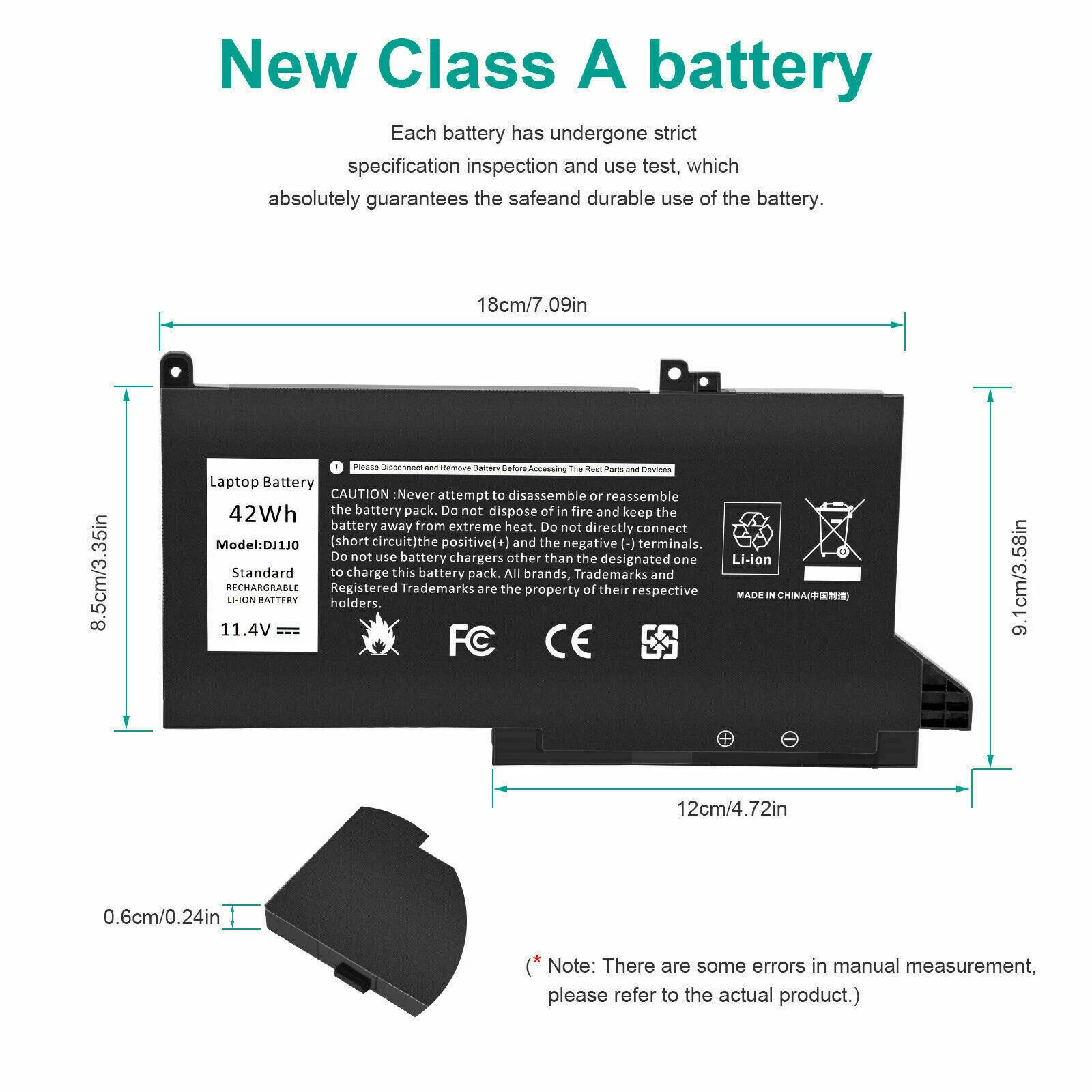 Battery DJ1J0 PGFX4 For Dell Latitude 12 E7280 7290 13 E7380 E7390 14 E7480 7490