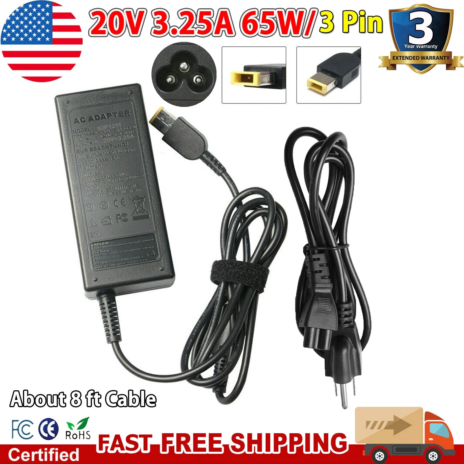 Adapter Charger Power Supply Cord for Lenovo ThinkPad 11e Chromebook 20DB 20DU