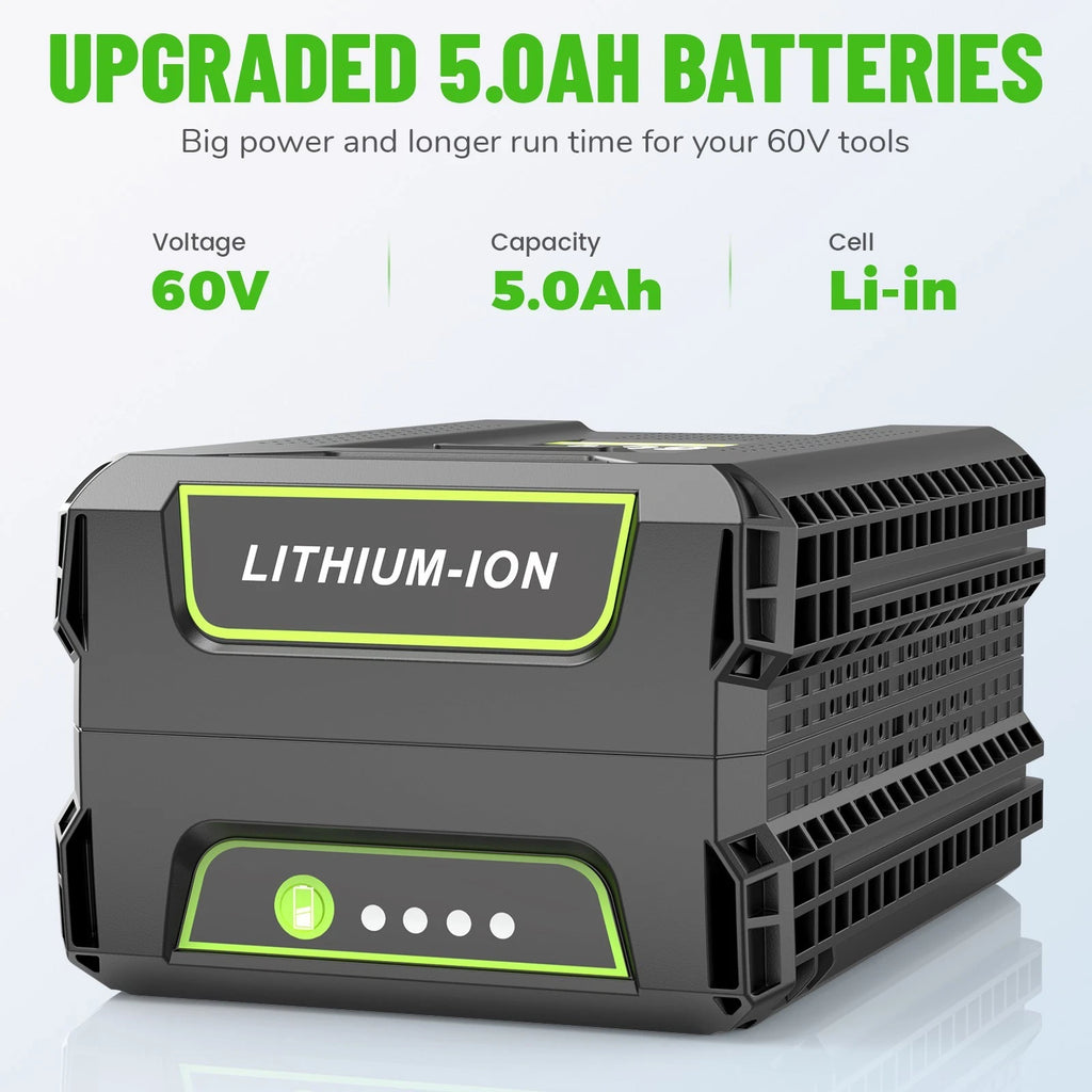 1-2X Battery for Greenworks Pro 60V 5.0Ah LB60A02 Li-Ion Battery LB60A01 LB60A04