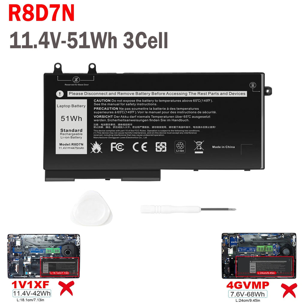 ??LOT R8D7N Battery For Dell Precision 3540 Latitude 5400 1V1XF 4GVMP 11.4V 51WH