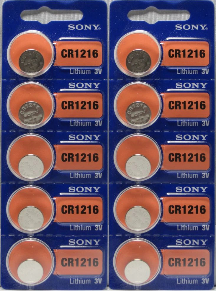 10 Pcs SONY CR 1216 Lithium Coin Batteries 3V CR1216