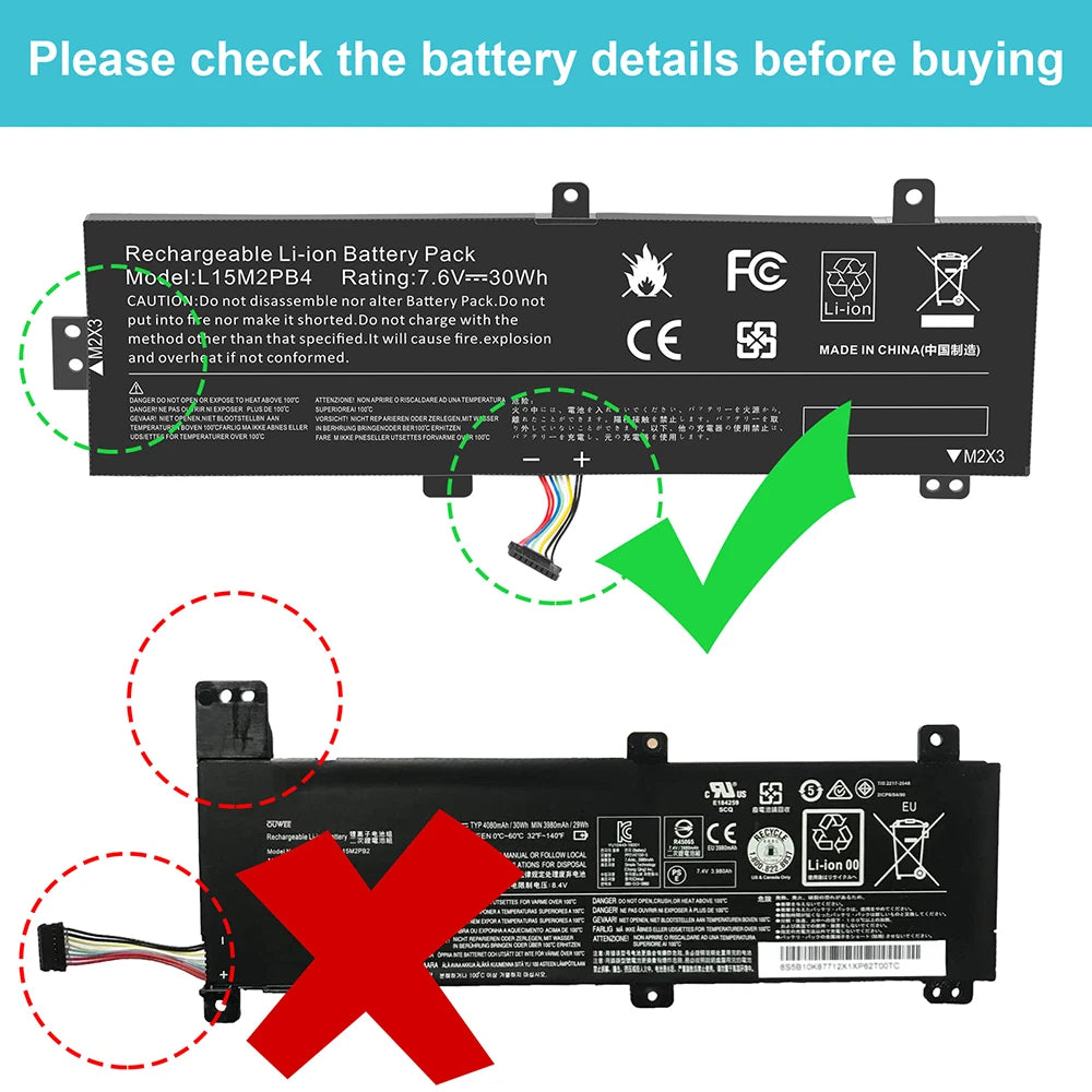 L15L2PB4 L15C2PB5 L15M2PB4 Battery for Lenovo IdeaPad 310-15IKB 310-15ISK 30WH