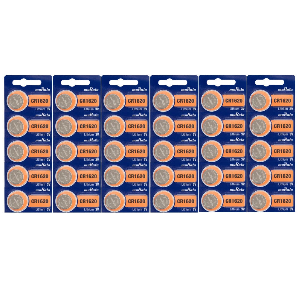 Murata CR1620 3V Lithium Coin Battery 30 Pack (6 packs of 5)