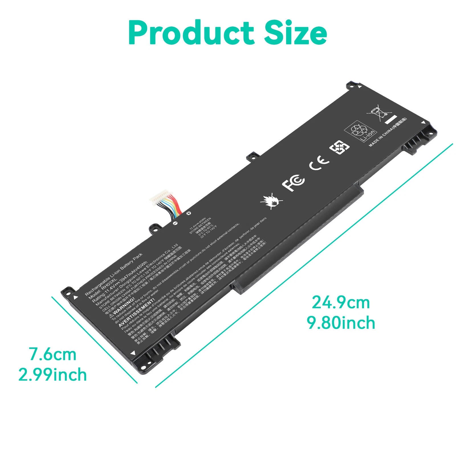 New RH03XL Battery for HP ProBook 430 440 445 450 630 640 650 G8 M02027-005 45WH