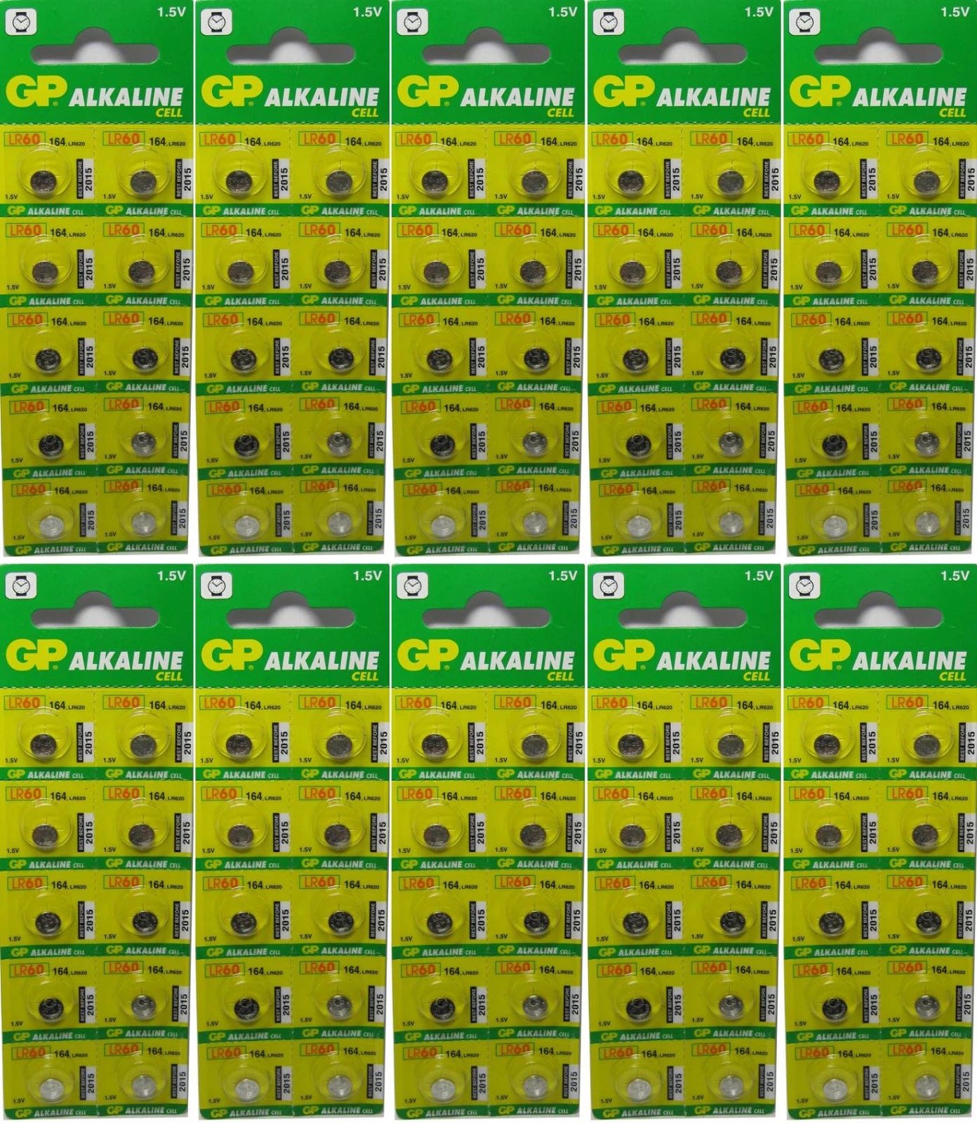 100 Pcs GP164 LR60 AG1 LR621 Alkaline Button Cell Batteries