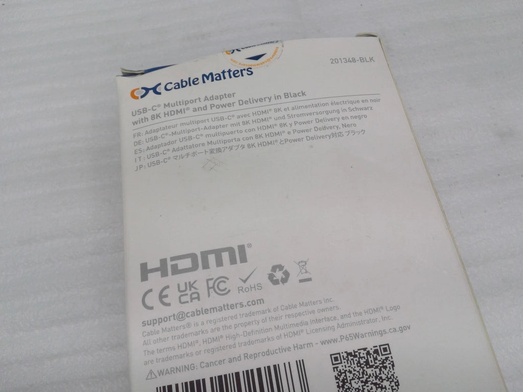 Cable Matters USB-C multiport adapter with 8K HDMI & Power Delivery 201348-BLK