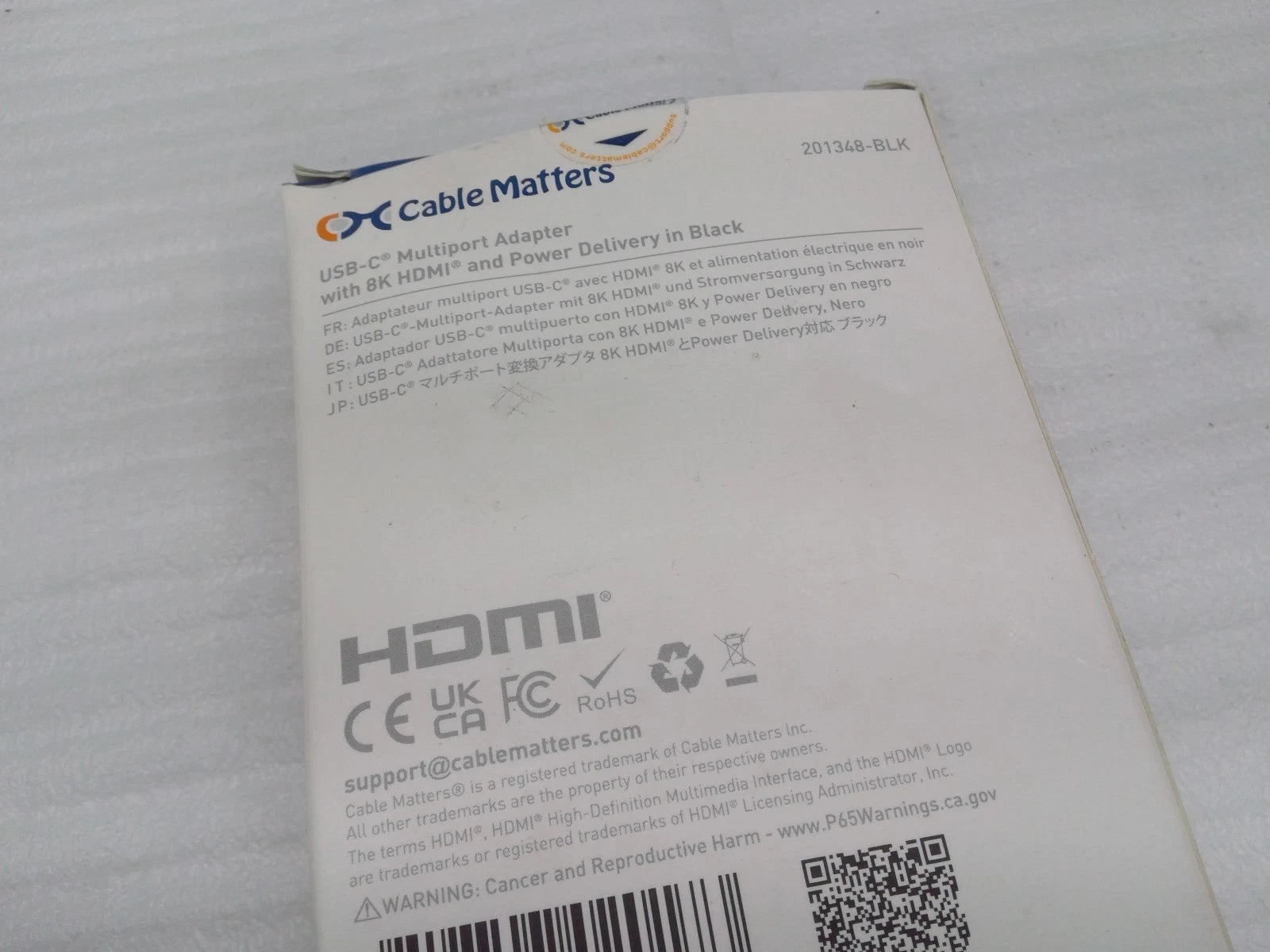 Cable Matters USB-C multiport adapter with 8K HDMI & Power Delivery 201348-BLK