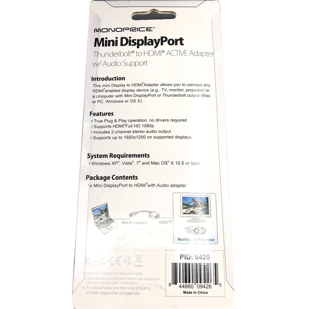New Monoprice 9426 Mini DisplayPort Thunderbolt to HDMI Cable with Audio Support