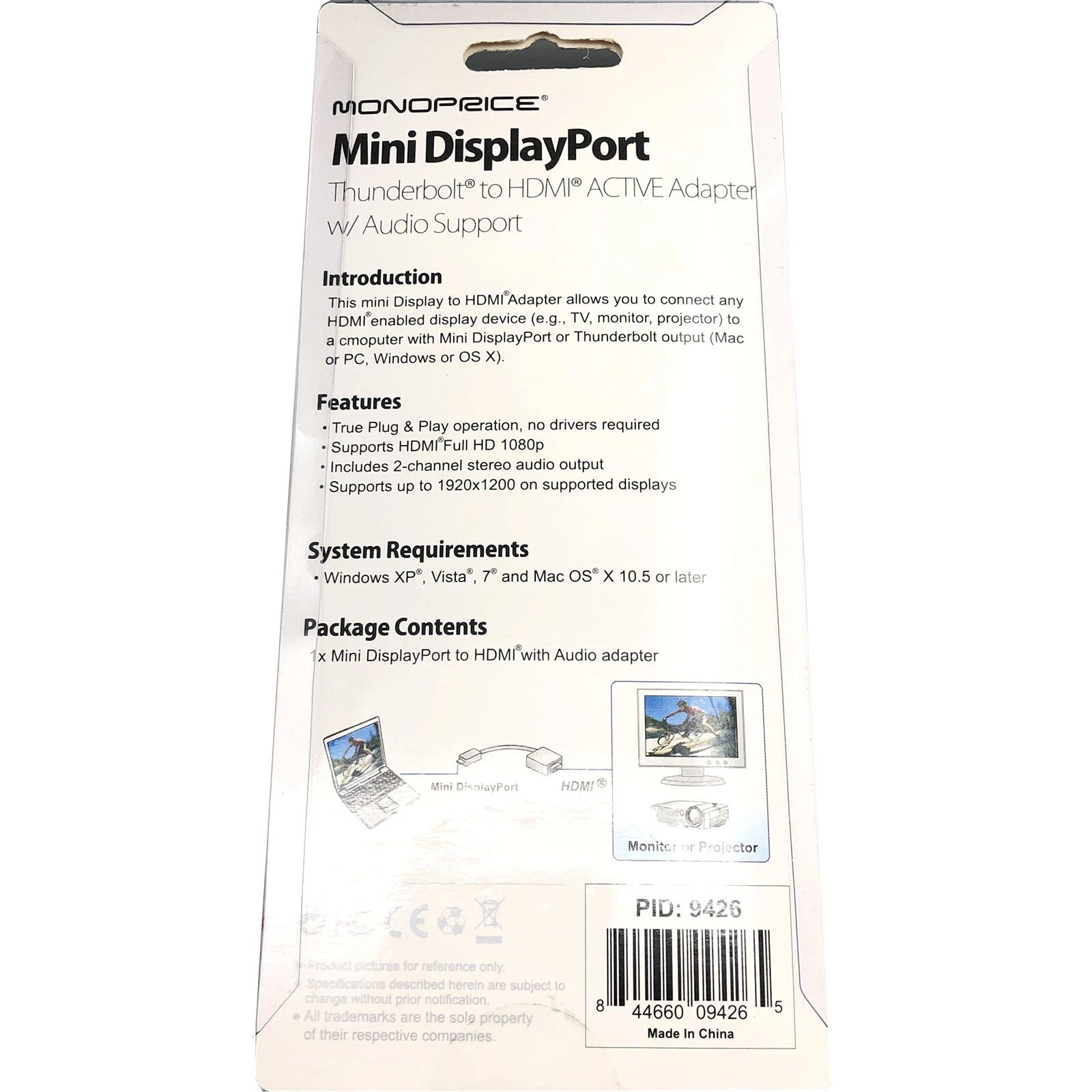New Monoprice 9426 Mini DisplayPort Thunderbolt to HDMI Cable with Audio Support