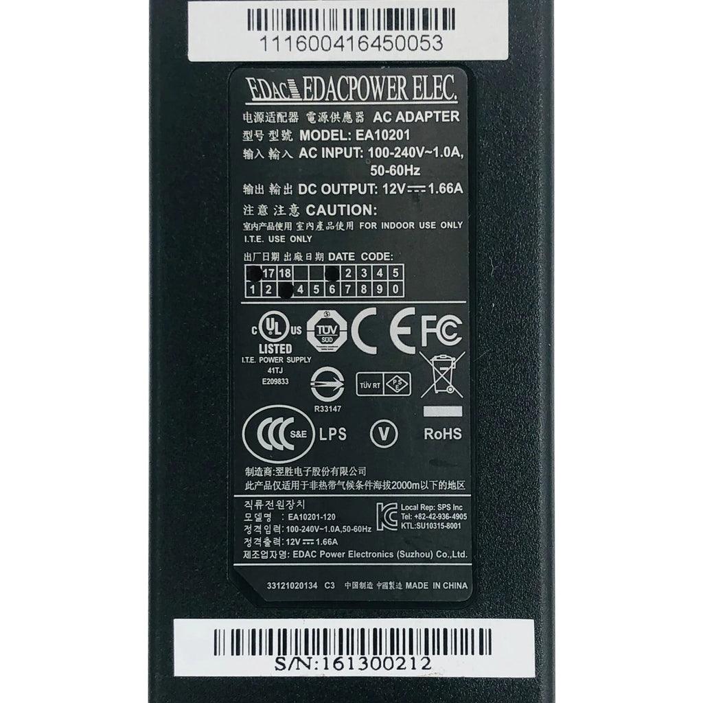 NEW Original Edac 20W AC Power Adapter EA10201 12V 1.66A Charger