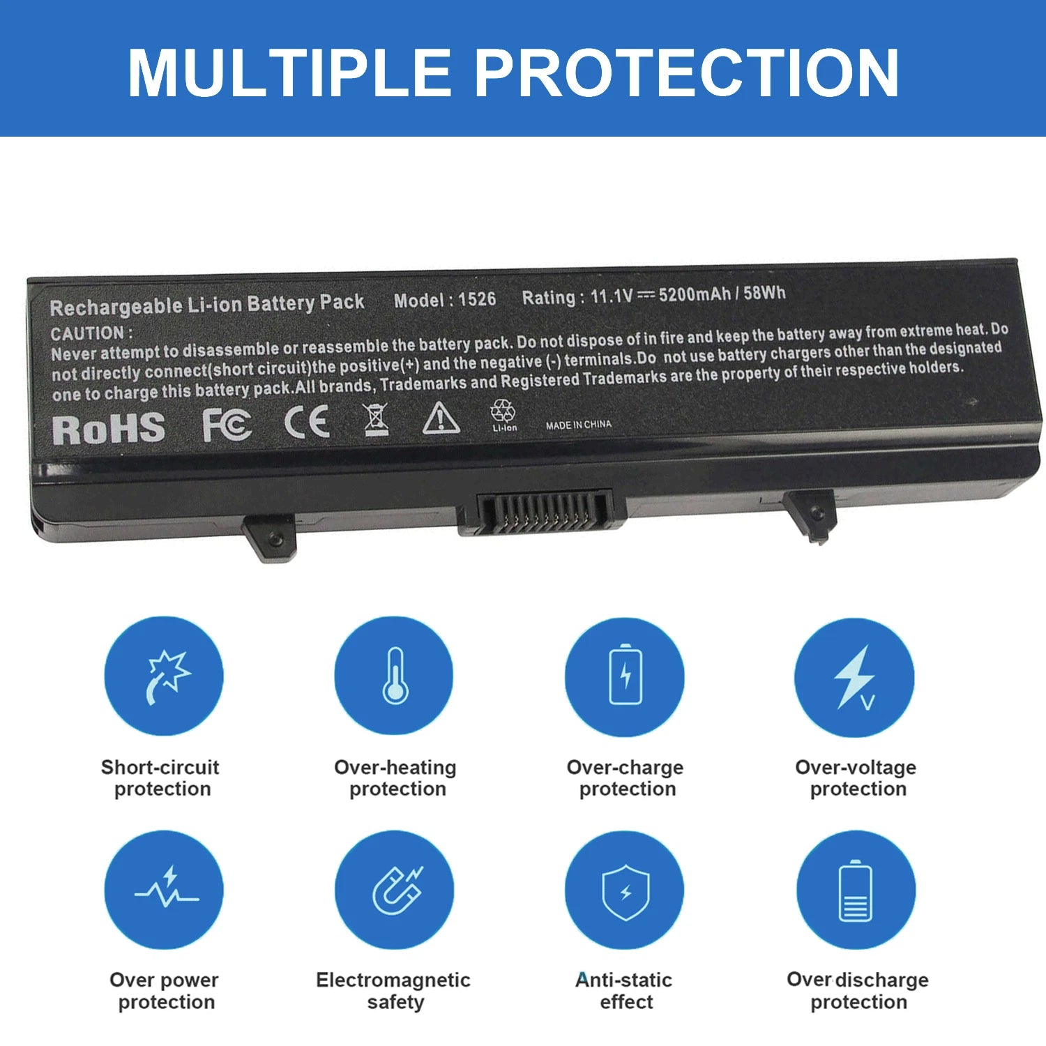 Battery for Dell Inspiron 1525 1526 1545 1546 1440 1750 X284G RN873 K450N 58Wh