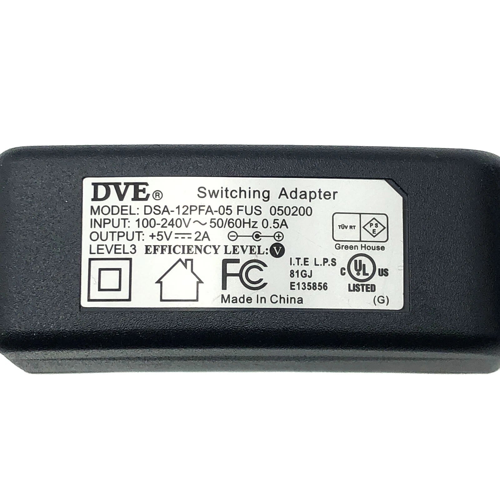 NEW Genuine 10W DVE Switching AC DC Adapter 5V 2A DSA-12PFA-05 3.5mm