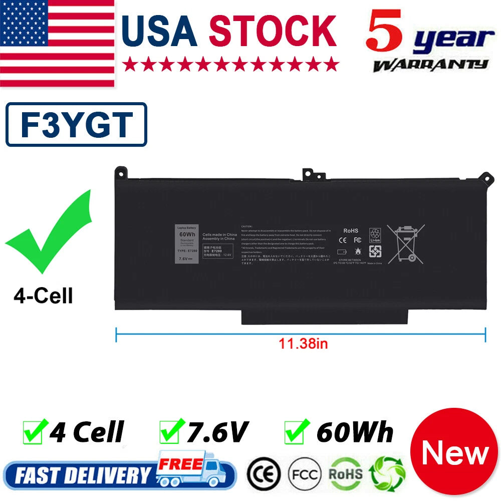 F3YGT DM3WC Replacement Battery Compatible For Dell Latitude 7480 7490 7280 729