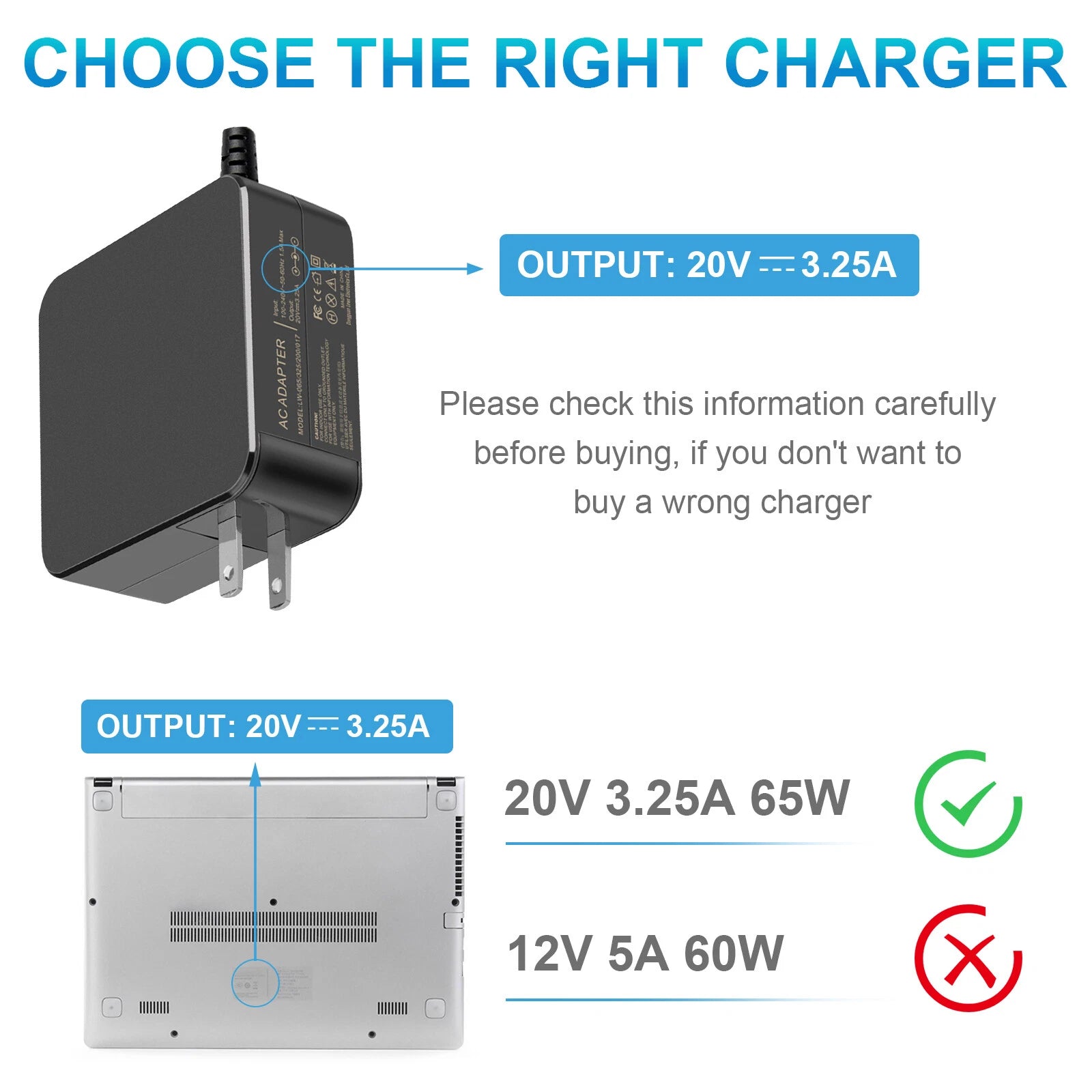 65W Laptop Charger for Lenovo IdeaPad 3 15IIL05 ADLX65CCGU2A 330-17 yoga 710 US