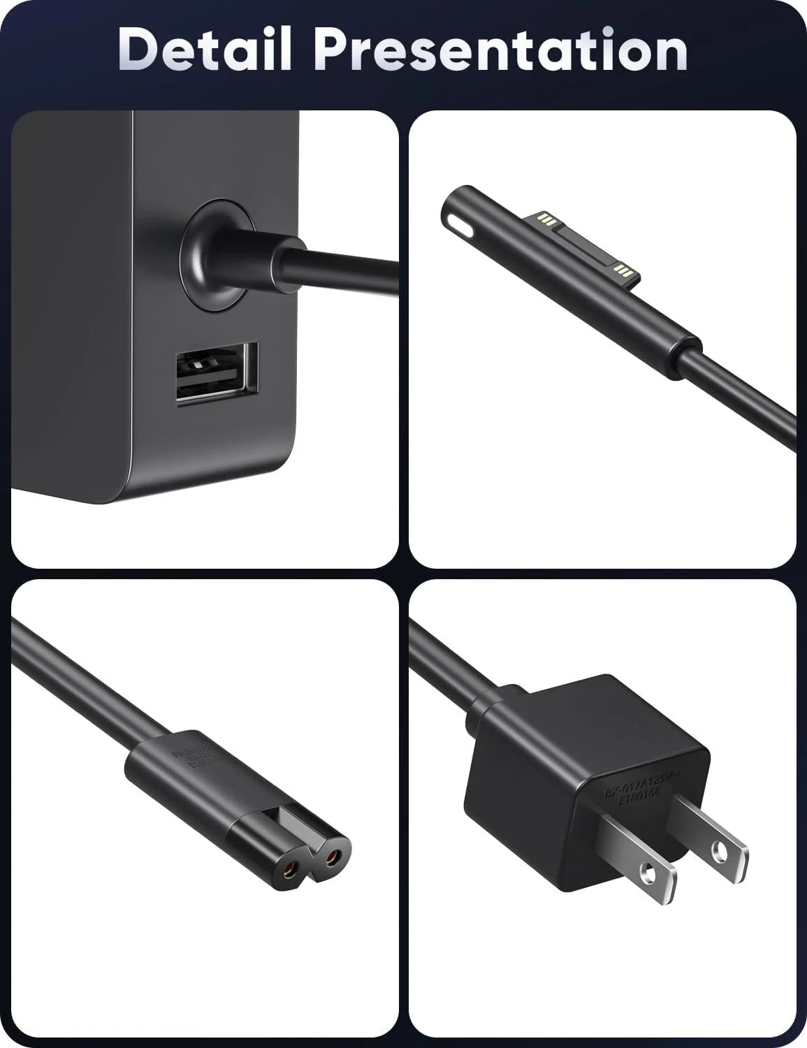 Genuine 65W Charger For Microsoft Surface Pro 11, 10, 9, 8, 7+, 7, 6, 5, 4, 3