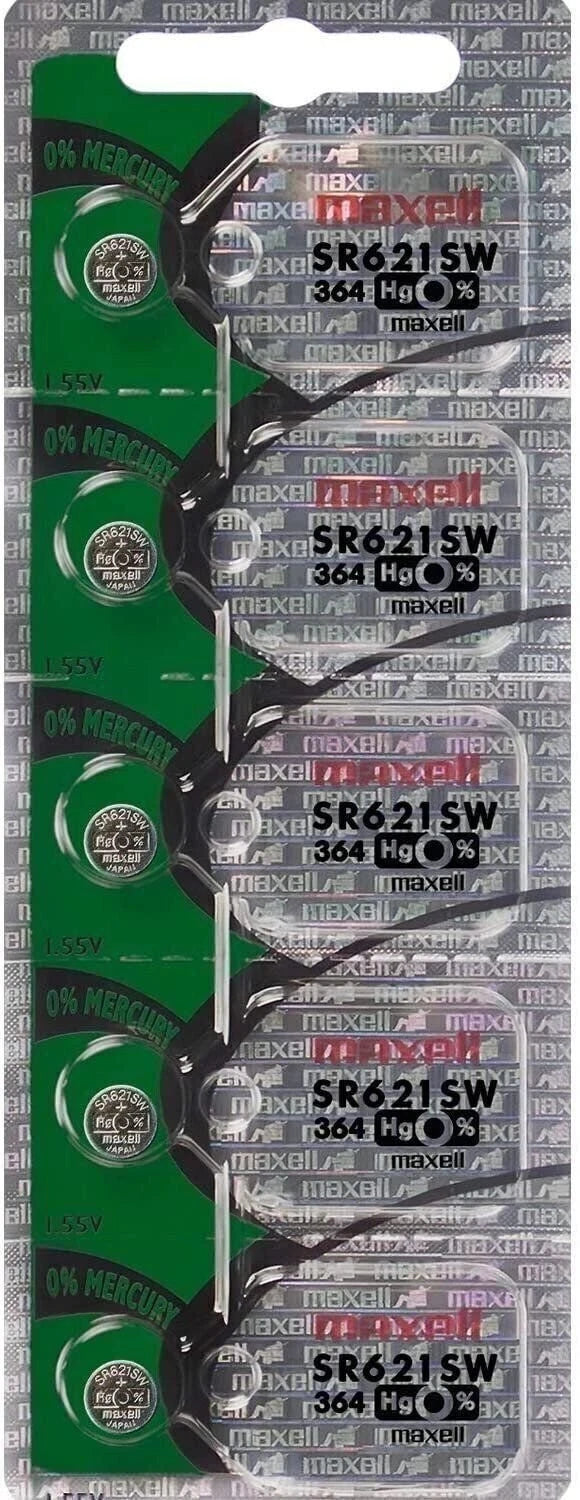 Maxell Watch Battery Button cell SR621SW SR-621SW 364 (Pack of 5)