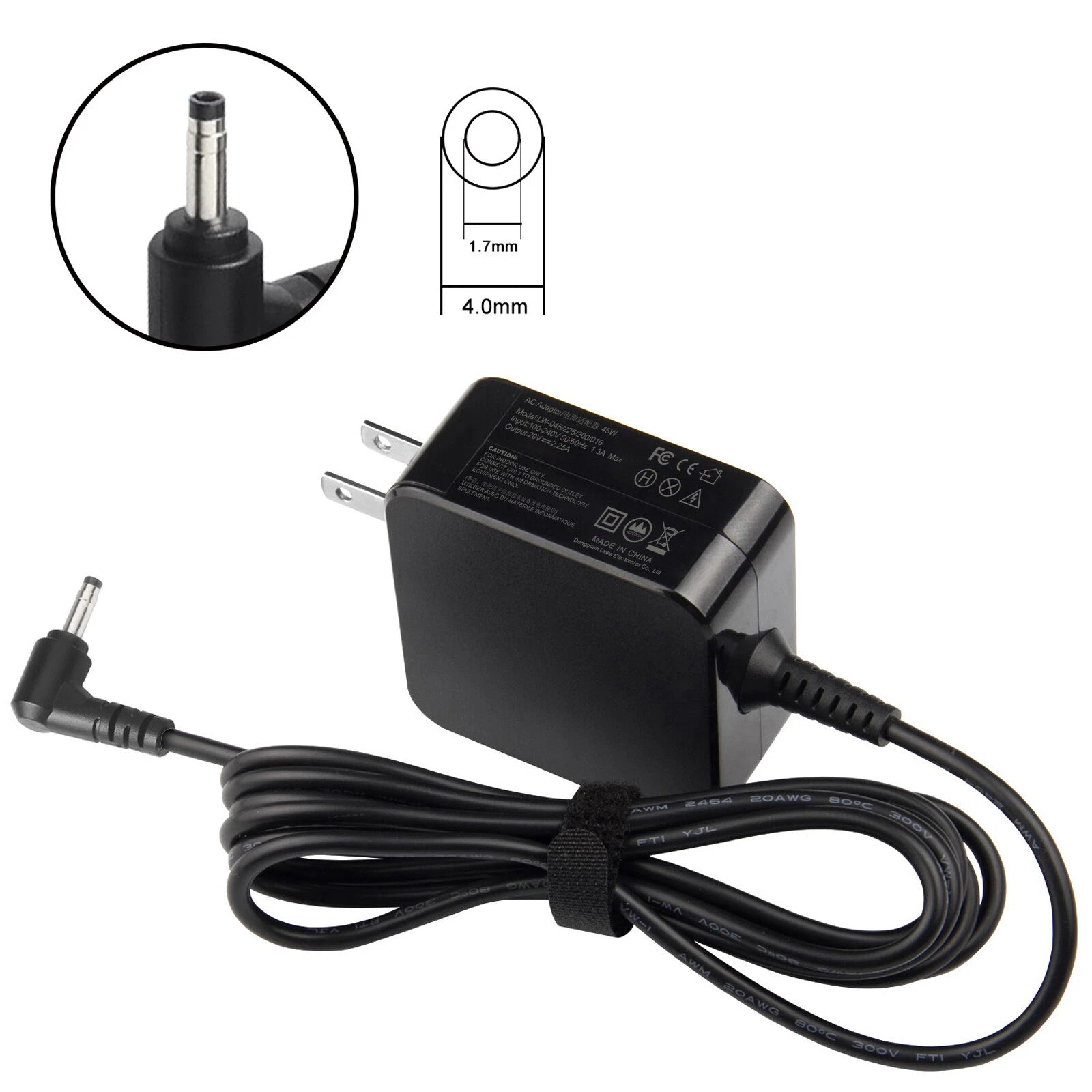 AC Adapter Charger For Lenovo IdeaPad 3 15IML05 81WR000FUS Laptop Power Cord 45W