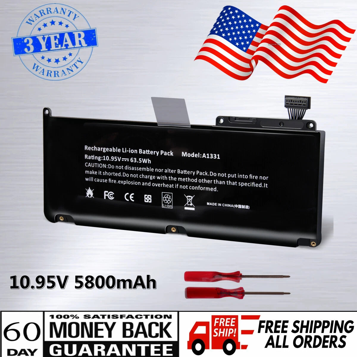 Laptop Battery for Apple A1331 A1342 Late 2009 Mid 2010 Unibody MacBook 13" 15"