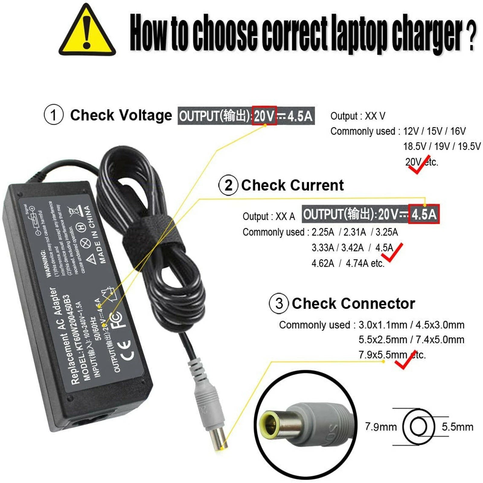 AC Adapter 20V 90W For Lenovo Thinkpad X200 X201 X220 X230 X61 L420 L430 Charger