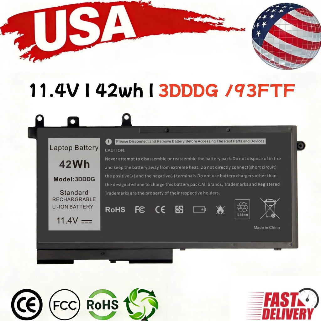 LOT 3DDDG 93FTF Laptop Battery for Dell Latitude E5280 E5480 03VC9Y O3VC9Y 42Wh