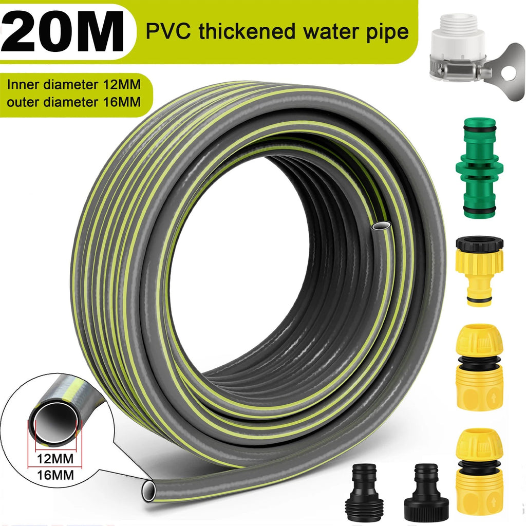 10M-50M PVC Garden Hose Pipe Reel Reinforced Anti-kink Outdoor Hosepipe Green
