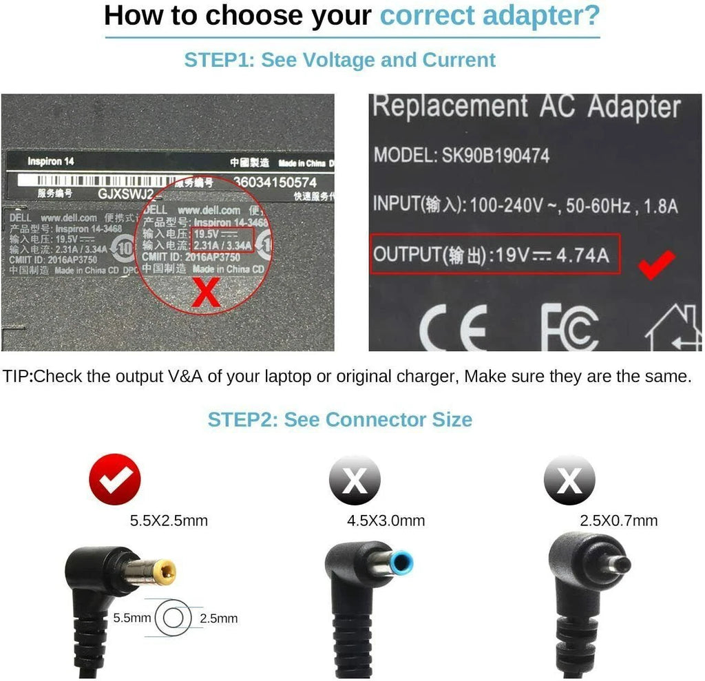Laptop Power AC Adapter Charger for Dell Inspiron 1200 1300 B120 B130 65W