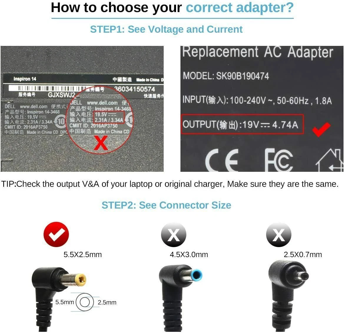 Laptop Power AC Adapter Charger for Dell Inspiron 1200 1300 B120 B130 65W