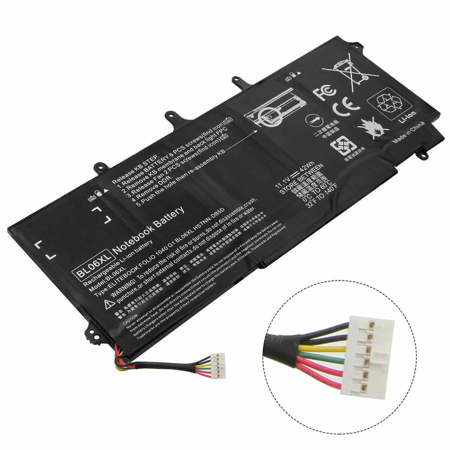BL06XL Battery for HP EliteBook Folio 1040 G0 G1 G2 HSTNN-DB5D HSTNN-W02C 42Wh