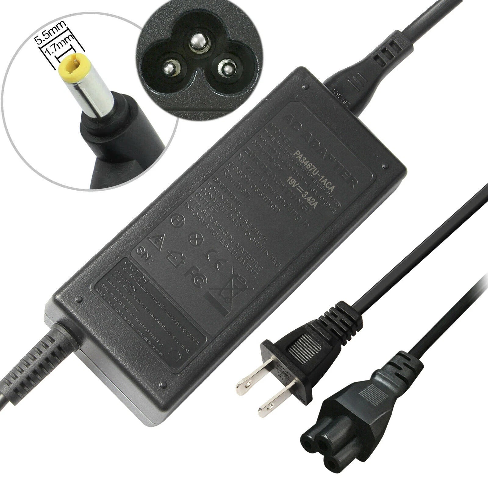 65W AC Adapter Charger for Acer Aspire V5 V3 E1 N19C3 N16Q2 5733 E5 E15 E5-575
