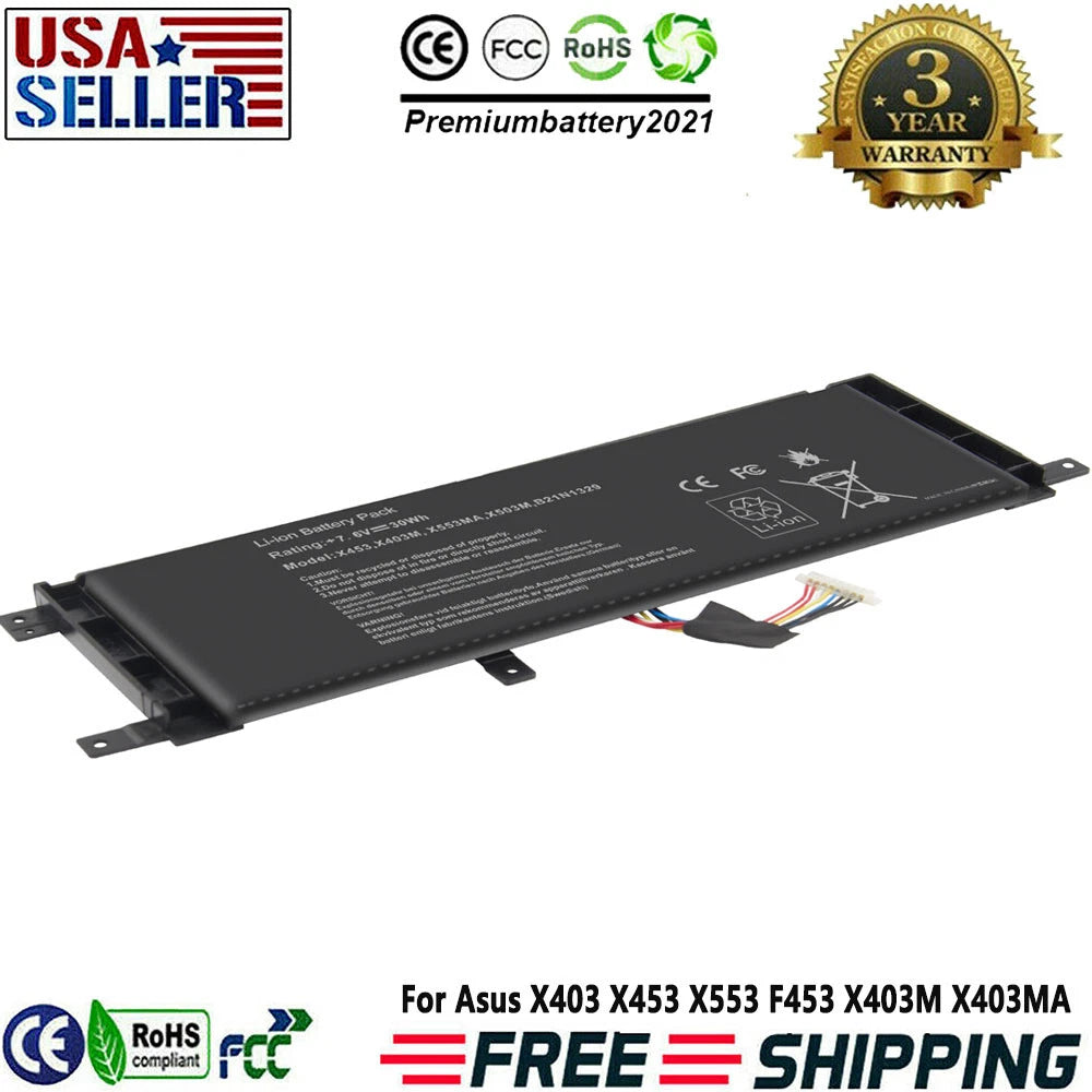 Battery For Asus B21N1329 BAT-ASX453 7.6V 30Wh Laptop X553M X553MA X453 X453MA