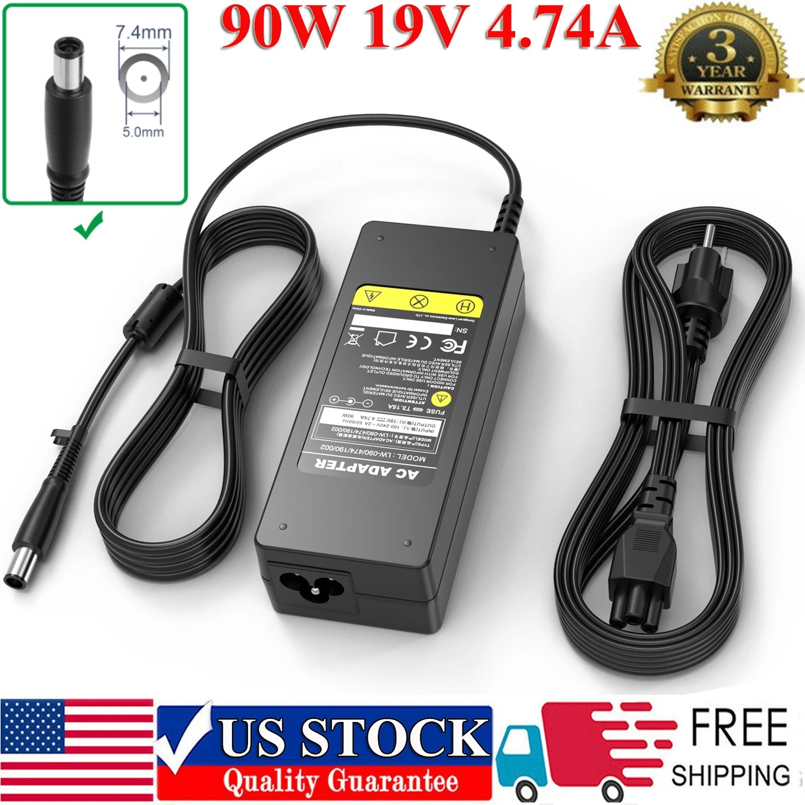 90W AC Power Adapter Charger For HP ProBook 6440b 6445b 6455b 6460b 6465b 6470b